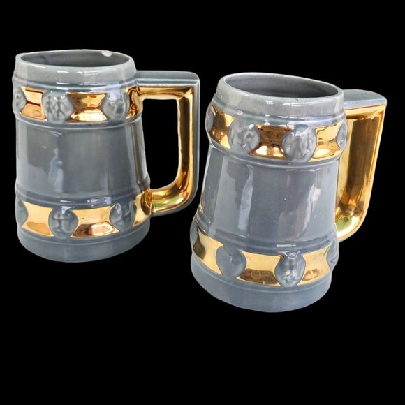 San Clemente Roday California Pottery 60s Vintage Bar Beer Pitcher Mugs Zodiac - Picture 3 of 16